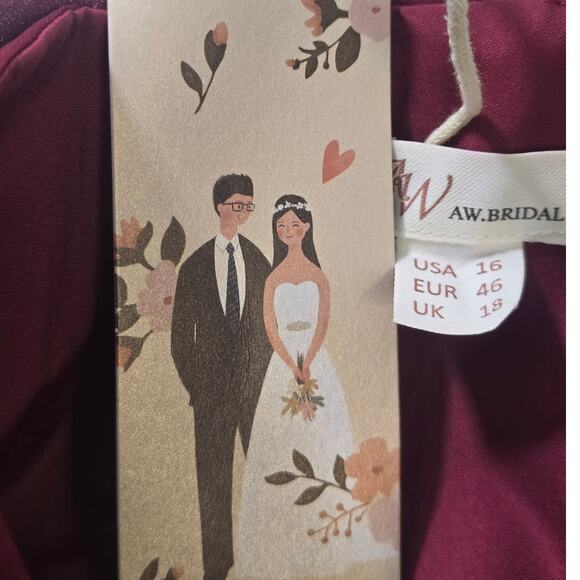 AW BRIDAL 16 2X plus burgundy Aderes bridesmaid formal party maxi dress NEW B135 - Picture 9 of 10